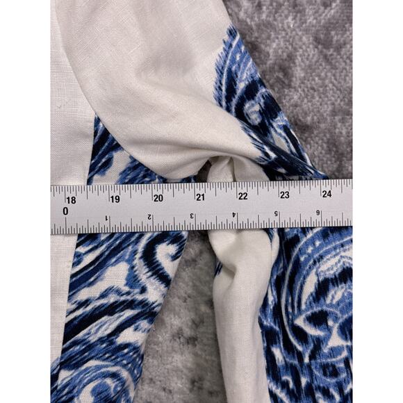 Chicos Jacket 1 / Medium Womens Linen White & Blue Paisley Spring Summer - Picture 4 of 7